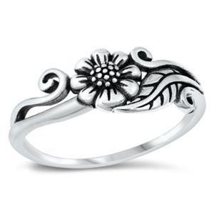 Silver Ring - Flower Ring Sterling Silver Ring - 925 size 4-10